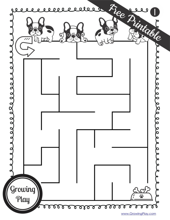 Buddy's Fetch Quest Maze - Help the Dog Find His Tennis Ball A cartoon dog named Buddy navigating through a winding maze path to reach a tennis ball in a first grade addition worksheet