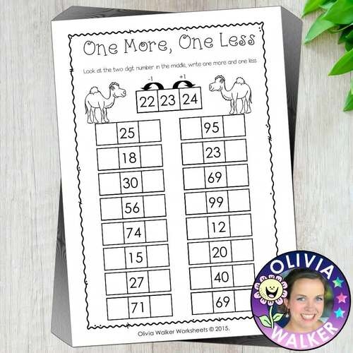 One More Ten More Addition Practice Worksheet Number Four First grade math worksheet for practicing one more and ten more addition fluency