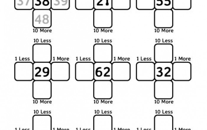 One More and Ten More Addition Practice Worksheet 11 First grade math worksheet for practicing one more and ten more addition fluency
