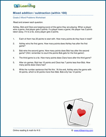 First grade math worksheet featuring addition word problems for classroom assessment