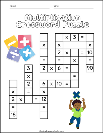 First grade math crossword addition worksheet for handwriting practice