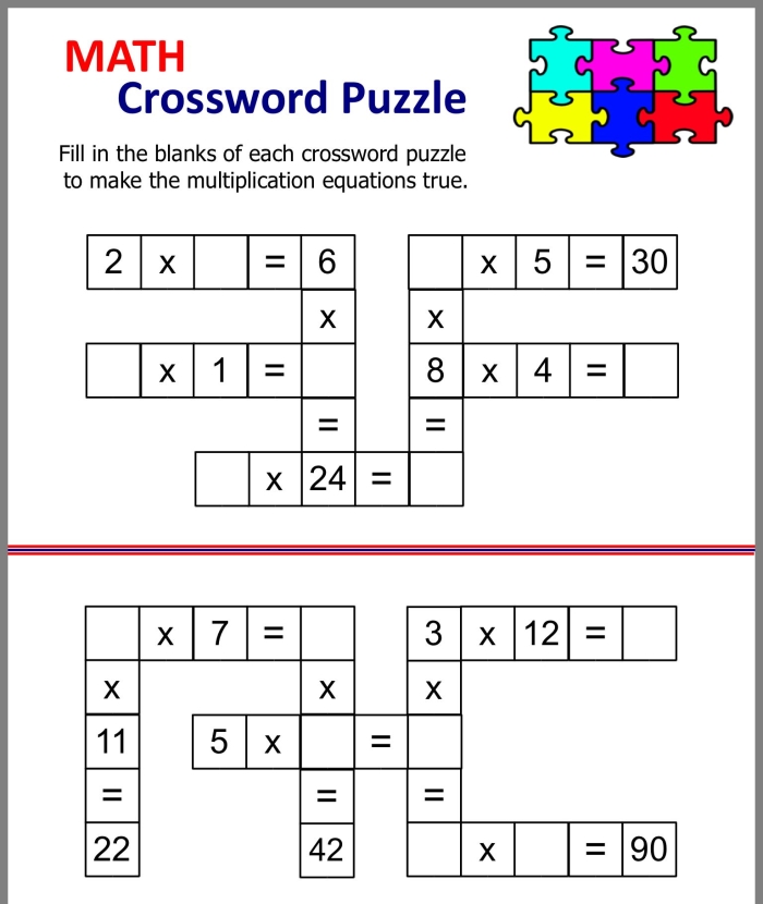 First grade math crossword worksheet featuring simple addition problems for handwriting practice