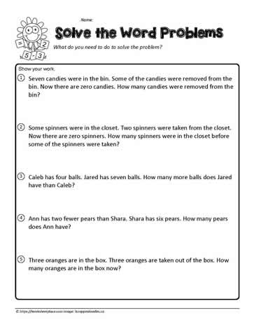 Easy Word Problems Worksheet 23 Pizza Themed Math Practice for First Grade First grade Earth and Space Science worksheet featuring pizza themed addition and subtraction word problems for beginners