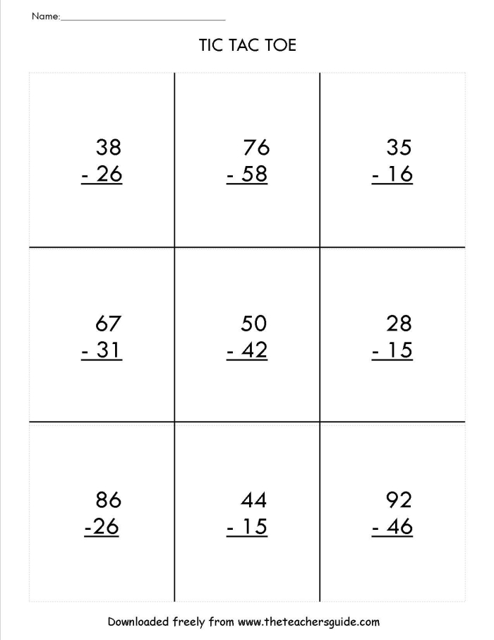 Double-digit add and subtract practice for first graders to enhance math skills First grade addition and subtraction worksheet featuring double-digit problems