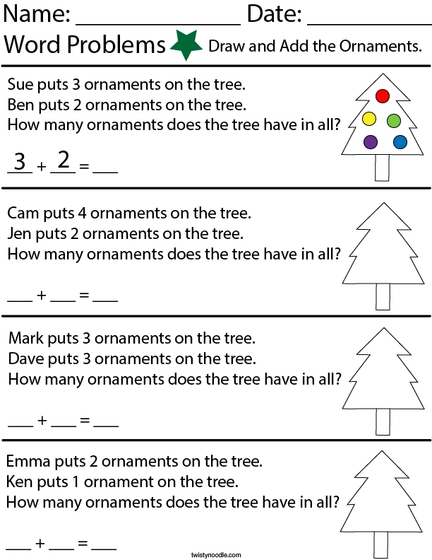 Worksheet featuring addition word problems for first graders to enhance math skills