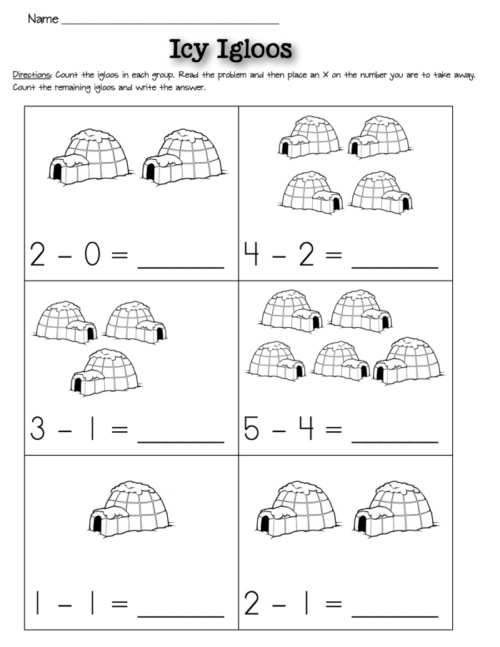 Fun Addition in the Snow worksheet for young learners to enjoy math on snowy days First grade addition worksheet featuring winter-themed single-digit problems for practicing sums up to 9