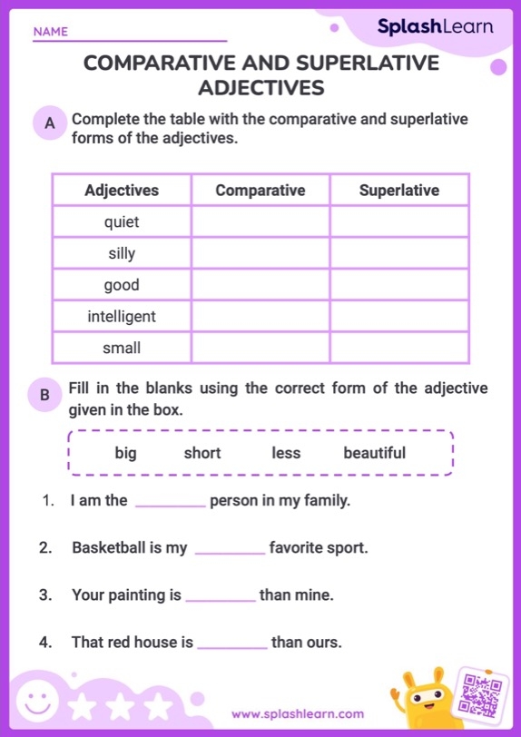 First grade worksheet featuring engaging activities to practice adjectives and improve handwriting skills