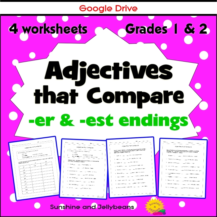 Adjectives practice worksheet for first graders to enhance grammar skills