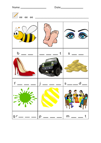 Ai Vowel Pair Writing Practice Exercise for Beginning Readers First grade ai vowel pair worksheet with writing activities to practice sounding out words