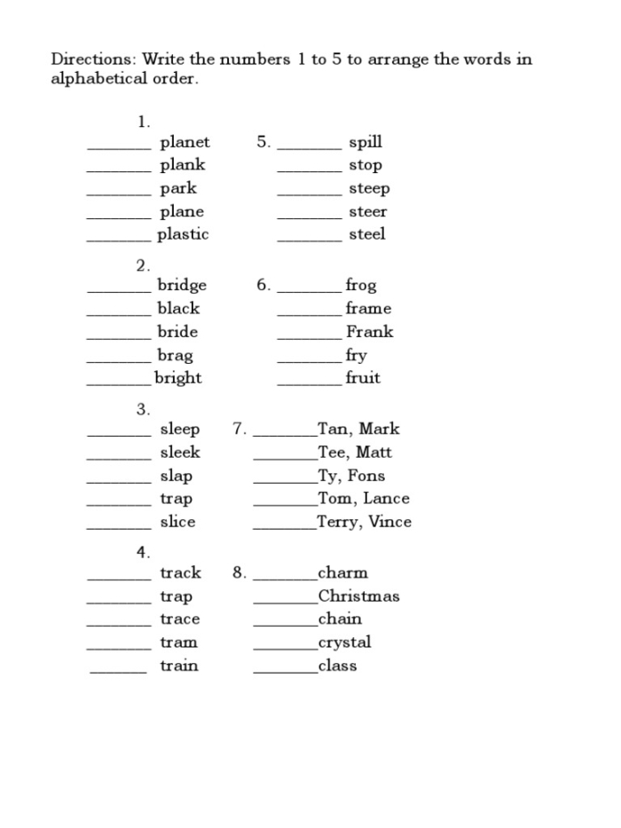 Alphabetizing Words 1 worksheet for physical science learners Worksheet for alphabetizing words for first graders