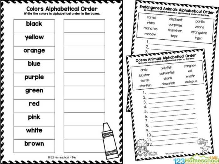 Alphabetizing Words 1 worksheet for physical science students in first grade Worksheet for first graders practicing alphabetizing words by recognizing the ABCs