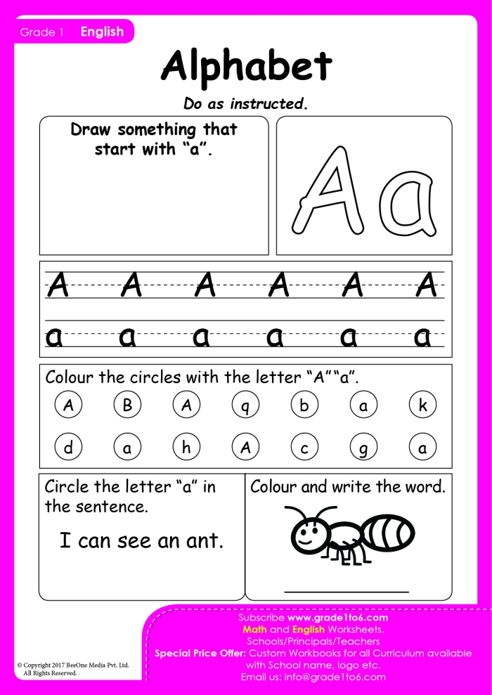 Alphabetizing Words 1 worksheet for first grade science activities Worksheet for first graders on alphabetizing words, focusing on the ABCs