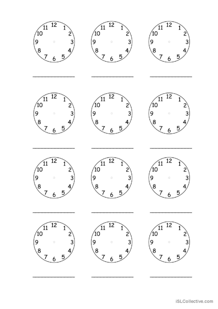 First grade Time Mix Up worksheet featuring analog clocks for students to solve