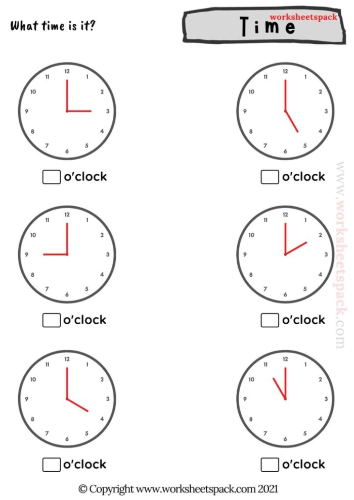 Find the Time Worksheet 17 for Beginning Clock Reading Skills First grade student practicing reading time on analog clock faces with hour and minute hands