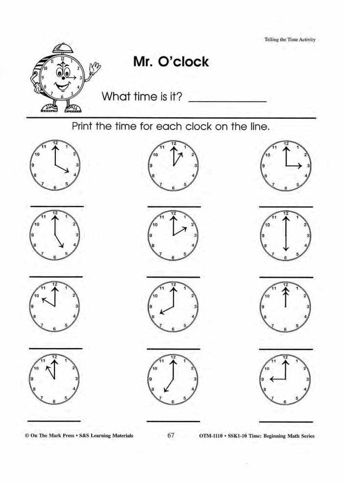Find the Time Worksheet 21: Beginner's Guide to Reading Analog Clocks First grade student learning to read analog clock faces on a time-telling worksheet