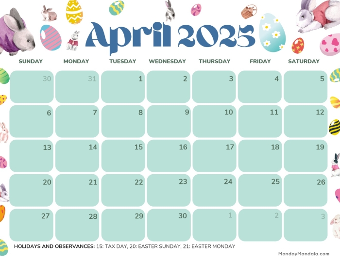 Engaging worksheet for first grade algebra: April calendar challenge activity Colorful April calendar worksheet designed for first graders to learn basic calendar concepts