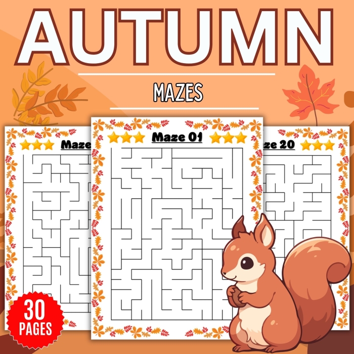 Fall Maze Activity for Beginning Writers Grade 1 First grade student tracing autumn maze path from start to finish on handwriting worksheet