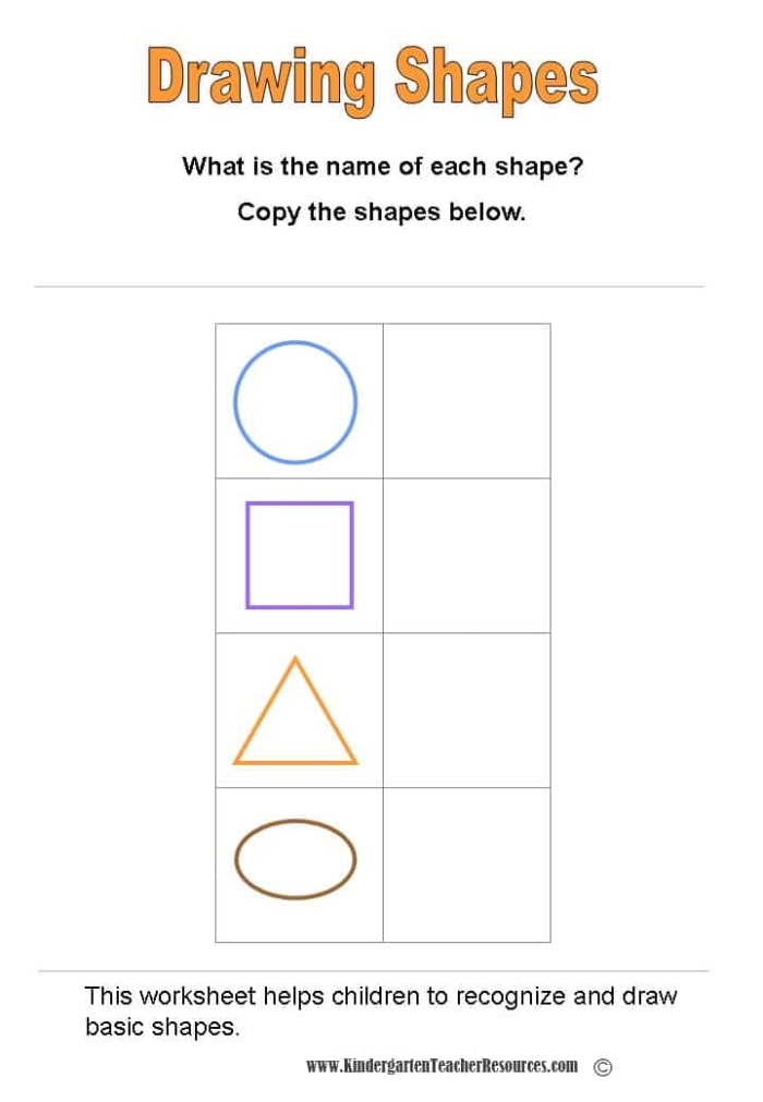Colorful shapes worksheet for first graders to practice sorting basic shapes