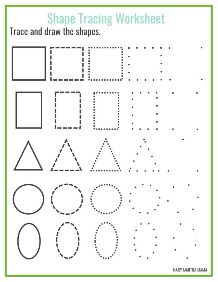 First grade student coloring and identifying basic geometric shapes on a worksheet