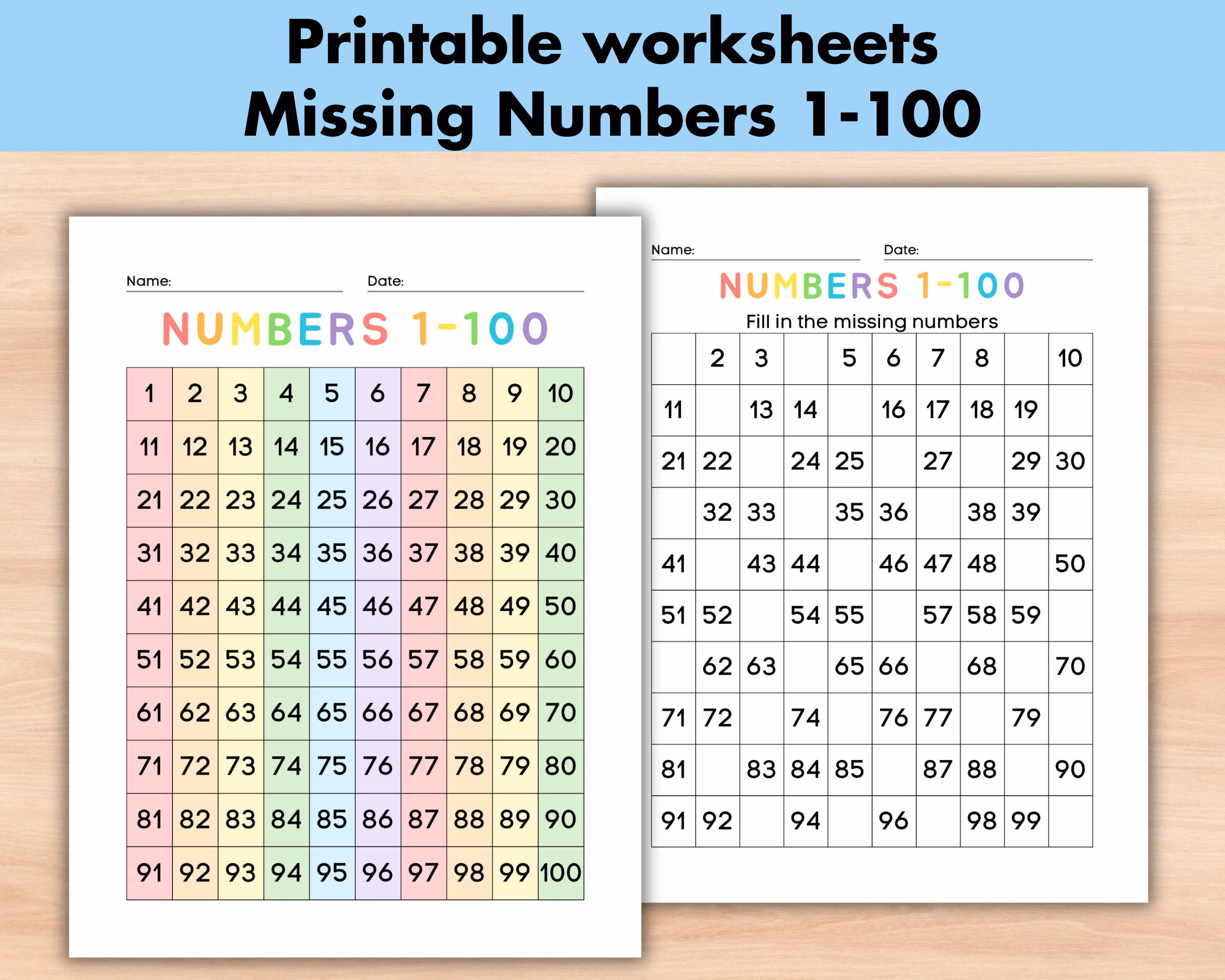 Counting numbers 1 to 100 learning activity for early elementary math skills First grade student practicing counting to 100 on an interactive number chart worksheet