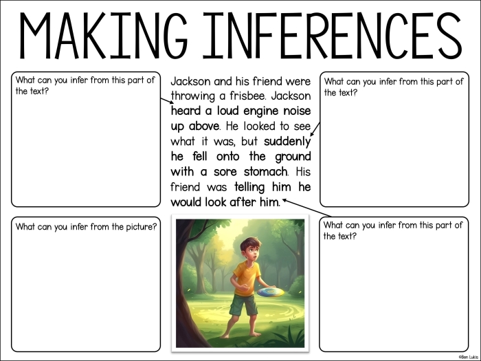 First grade student completing a Chinese making inferences worksheet