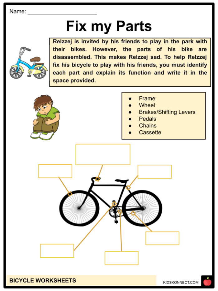 Bicycle Ride worksheet for first graders focusing on capitalization and punctuation errors Children working on the Fix the Sentences: Bicycle Ride worksheet with sentences to correct