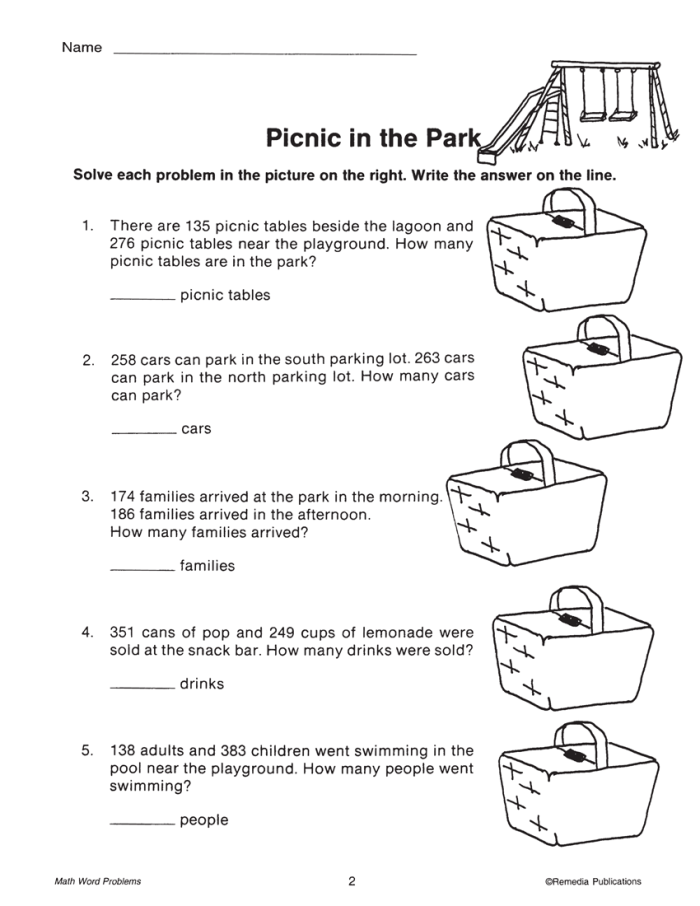 First grade math worksheet featuring simple word problems about making burgers