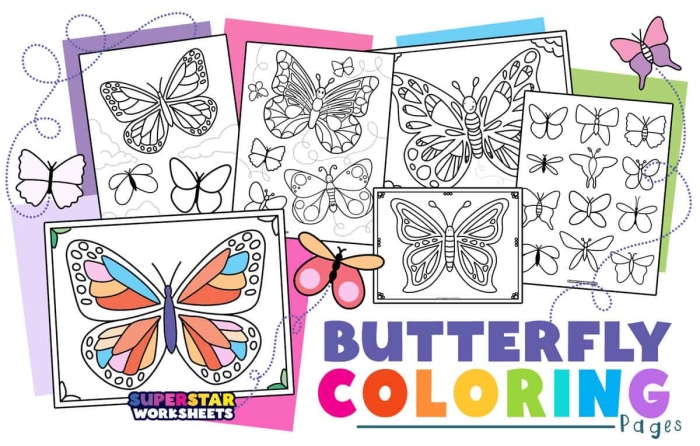 Butterflies Coloring Page for First Grade Science Lesson 3 First grade science worksheet featuring a detailed scene of various butterflies for coloring