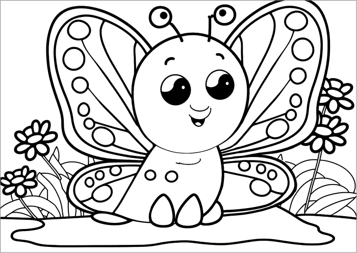 Beautifully detailed flutter of butterflies coloring sheet for first grade science students First grade butterflies coloring page worksheet featuring a detailed pattern of flying insects