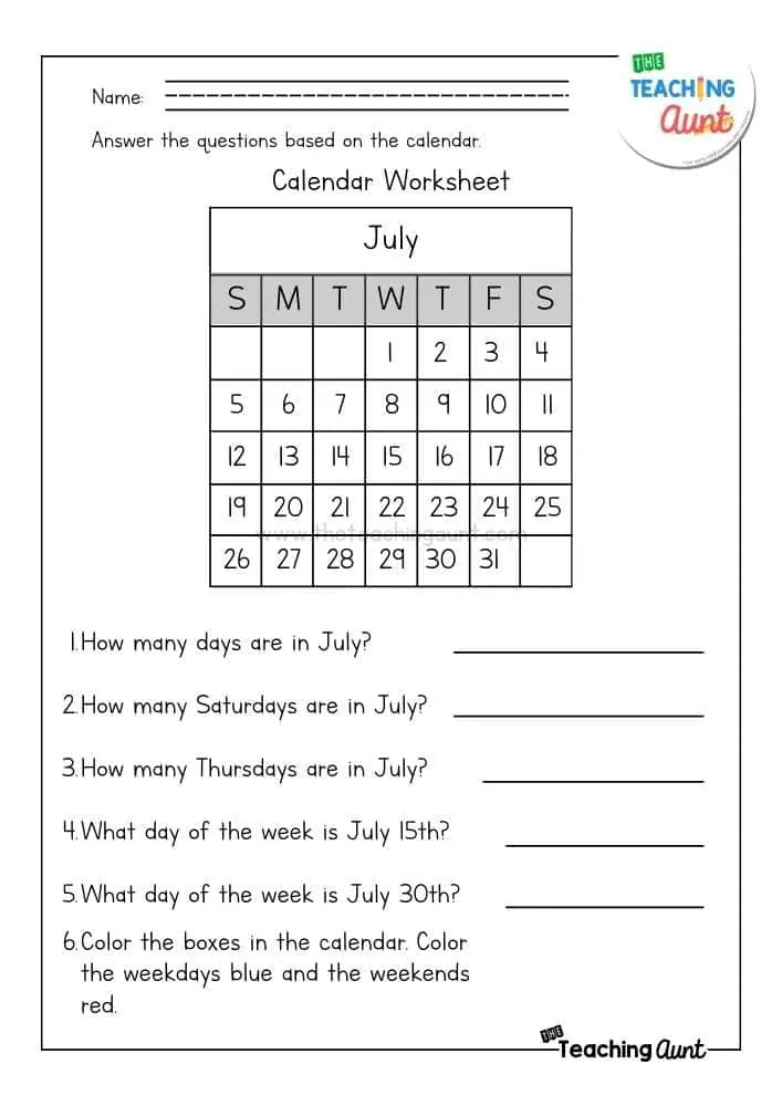 First grade students practicing writing days and dates on an April 2026 calendar worksheet with numbered date boxes
