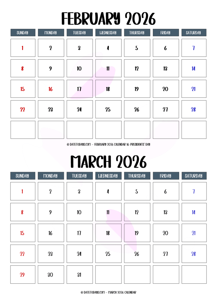 February 2026 calendar days and dates worksheet for first grade students Worksheet for first graders to practice reading calendar days and dates for February 2026