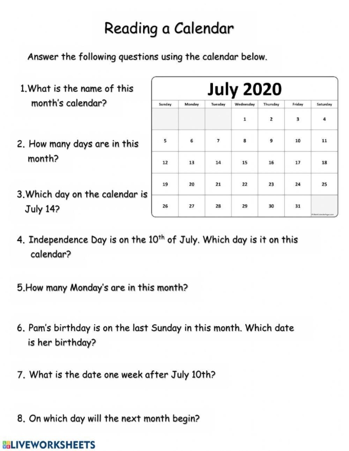 Reading a Calendar Worksheet for Earth and Space Science Five First grade students answering questions about a monthly calendar for their science lesson