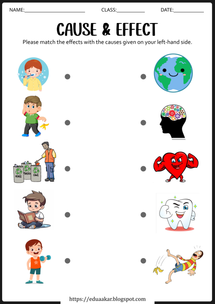 First grade cause and effect worksheet featuring integer and rational number word problems