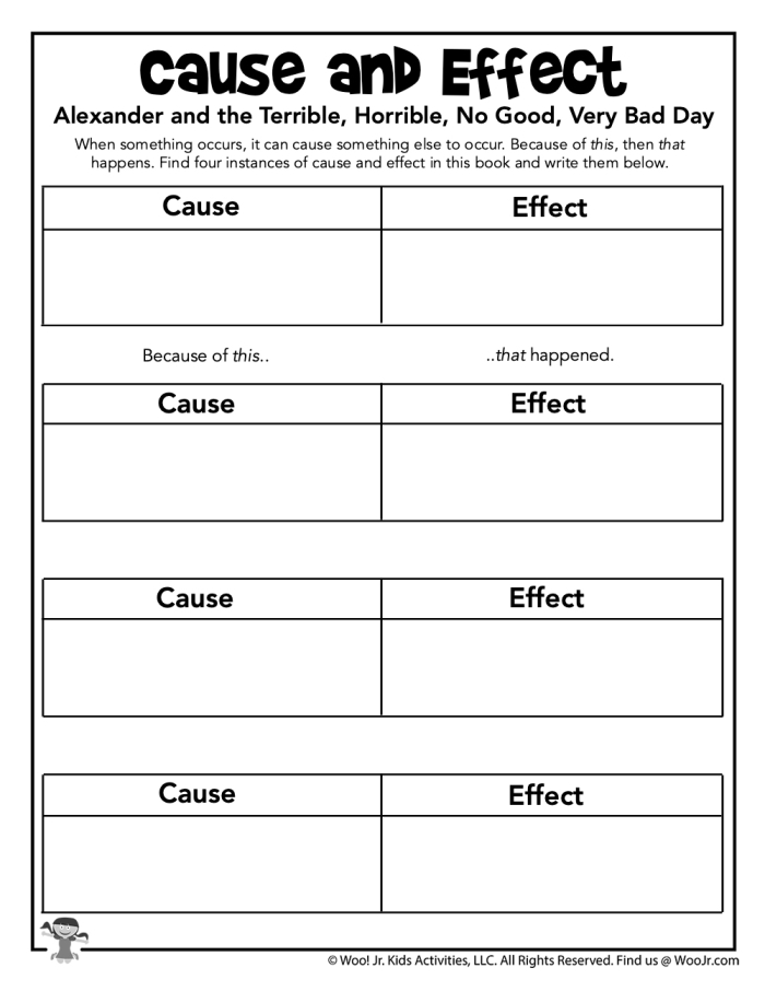 First grade reading worksheet focusing on understanding cause and effect relationships number 15