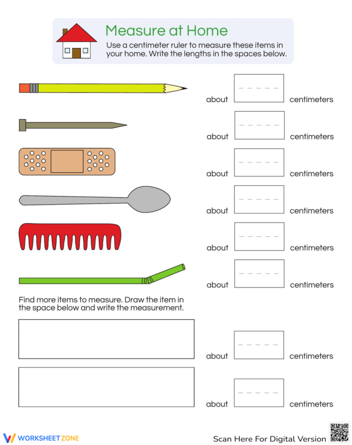 Sensational centimeter measurement practice worksheet for young learners Measurement practice worksheet focusing on centimeters for first graders