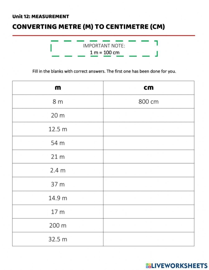 Measurement Practice Centimeters Worksheet 11 First grade student practicing measurement skills by tracking centimeter lengths on a worksheet
