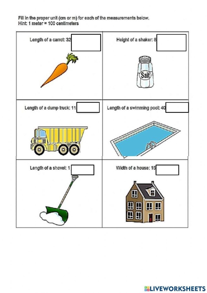 Measurement Practice: Centimeters Worksheet for First Graders First grade students practicing measurement with a centimeters worksheet