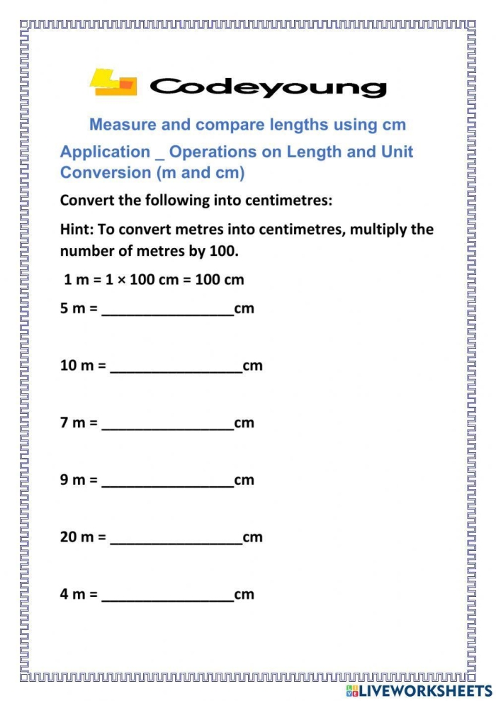 Centimeter measurement practice worksheet for first graders First grade students practicing measurement with a centimeters worksheet
