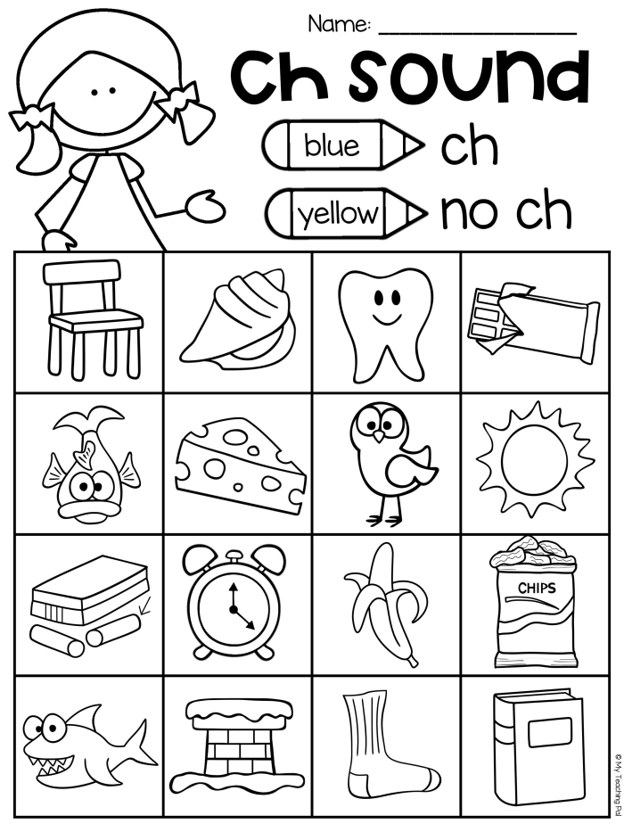 Phonics lesson plan worksheet focusing on "ch" words for young learners Worksheet featuring words that begin with "ch" for first-grade phonics activities