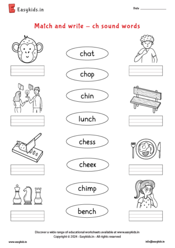 Phonics lesson plan resource for teaching "ch" words in first grade Worksheet featuring words that start with "ch" for first graders