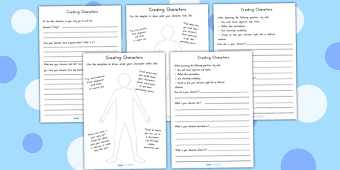 Describe a Character worksheet graphic organizer for young learners Colorful worksheet for first graders on character analysis