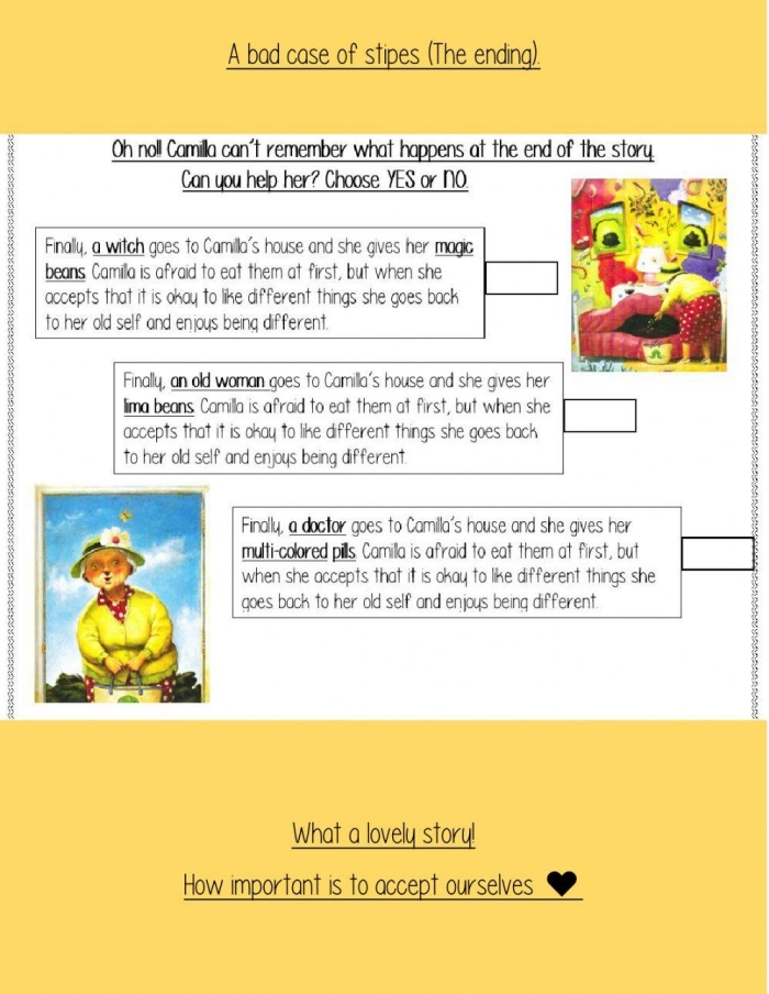 Addition worksheet for First Grade First grade worksheet focusing on selecting the best ending for fiction stories. Choose the Best Ending worksheet for addition practice in sequencing texts.