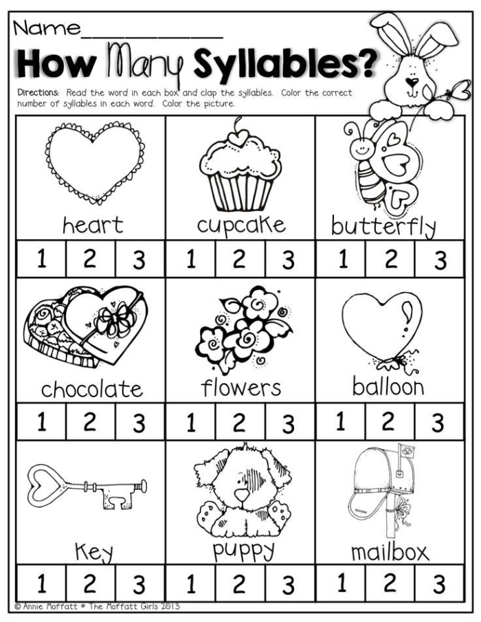 Clapping Activity for Learning Syllables in First Grade First grade student clapping out syllables while practicing syllable counting exercises on a worksheet