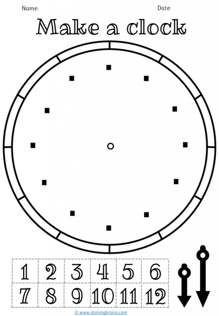Reading worksheet for First Grade Colorful worksheet for first graders to create and color their own clock. Engaging Make a Clock activity for early reading skills.