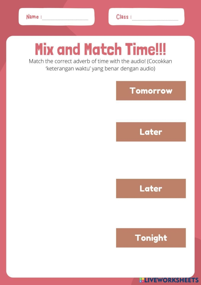 First grade students solving the Time Mix Up worksheet with analog clocks