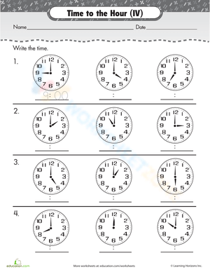 First grade worksheet showing a cat character helping students practice telling time on eleven analog clocks set to the half hour