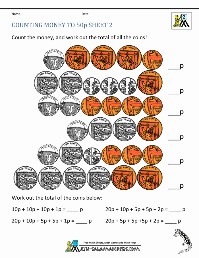 First grade money quiz worksheet featuring coin counting practice with fill-in-the-bubble questions