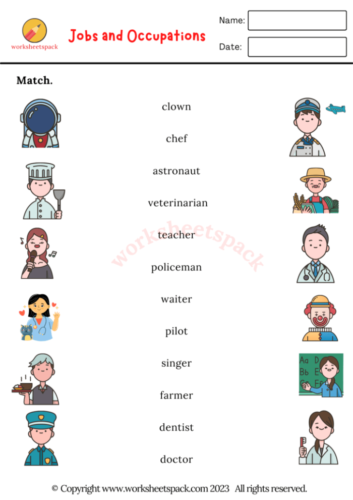 Different Types of Jobs worksheet for first grade students 13 First grade students drawing and labeling pictures of community helpers on a data and graphing worksheet