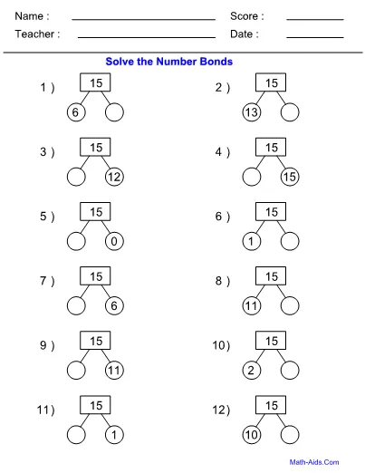 First Grade Compose and Decompose Within 20 Worksheet Image 17 Worksheet for first graders on composing and decomposing numbers within 20