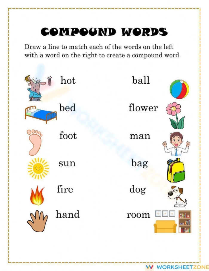 Compound Words Quiz worksheet for first graders featuring a fill-in-the-bubble format